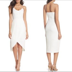 Chelsea28 White Micro Pleat Tulip Hem Dress